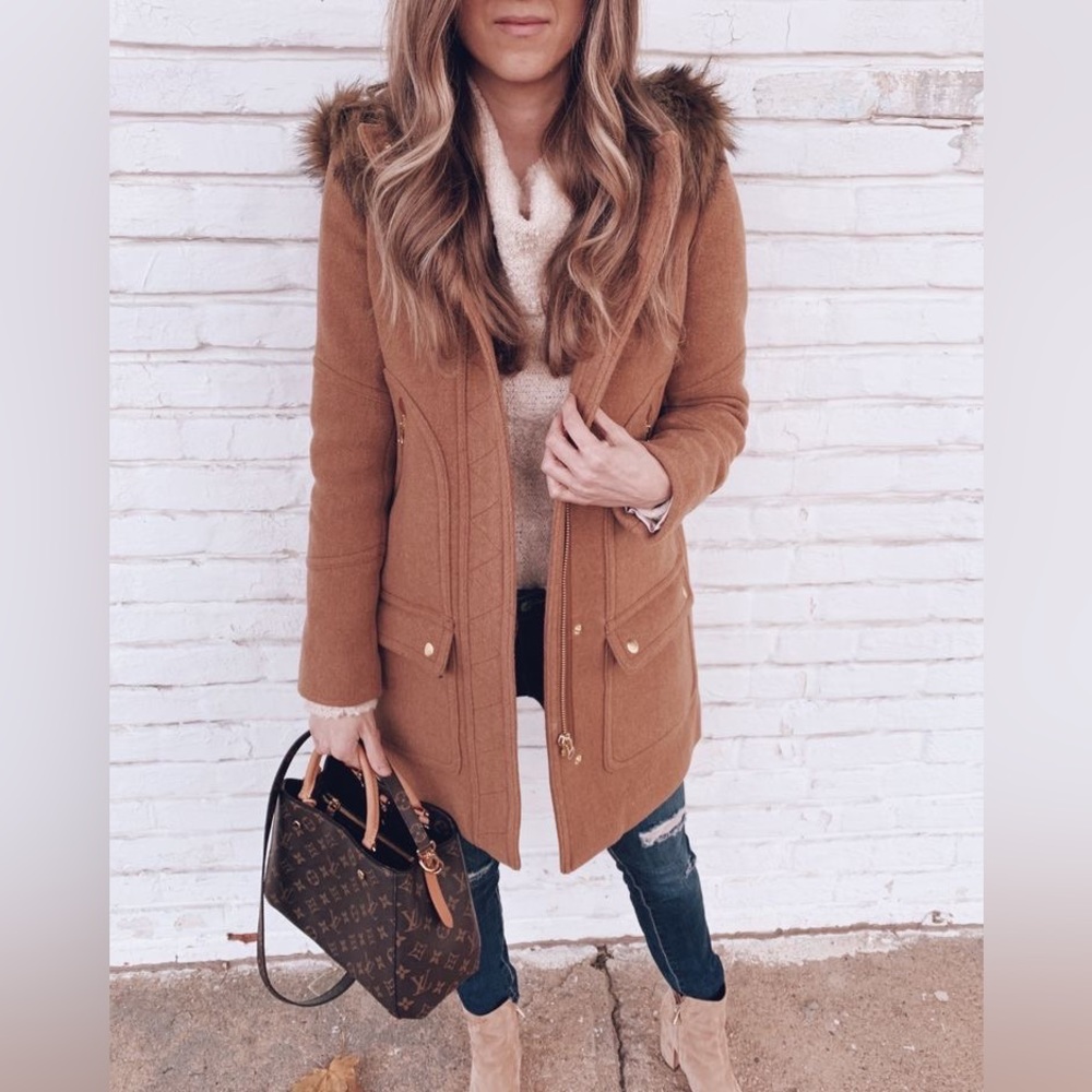 🆕 NWT J. Crew Chateau Parka in Italian Stadium Coat Wool Acorn 2 TALL